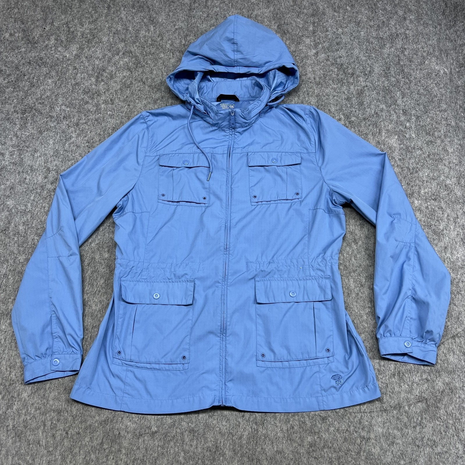 Mountain Hardwear Jacket Womens 14 Blue Hooded Full Zip Lightweight Windbreaker